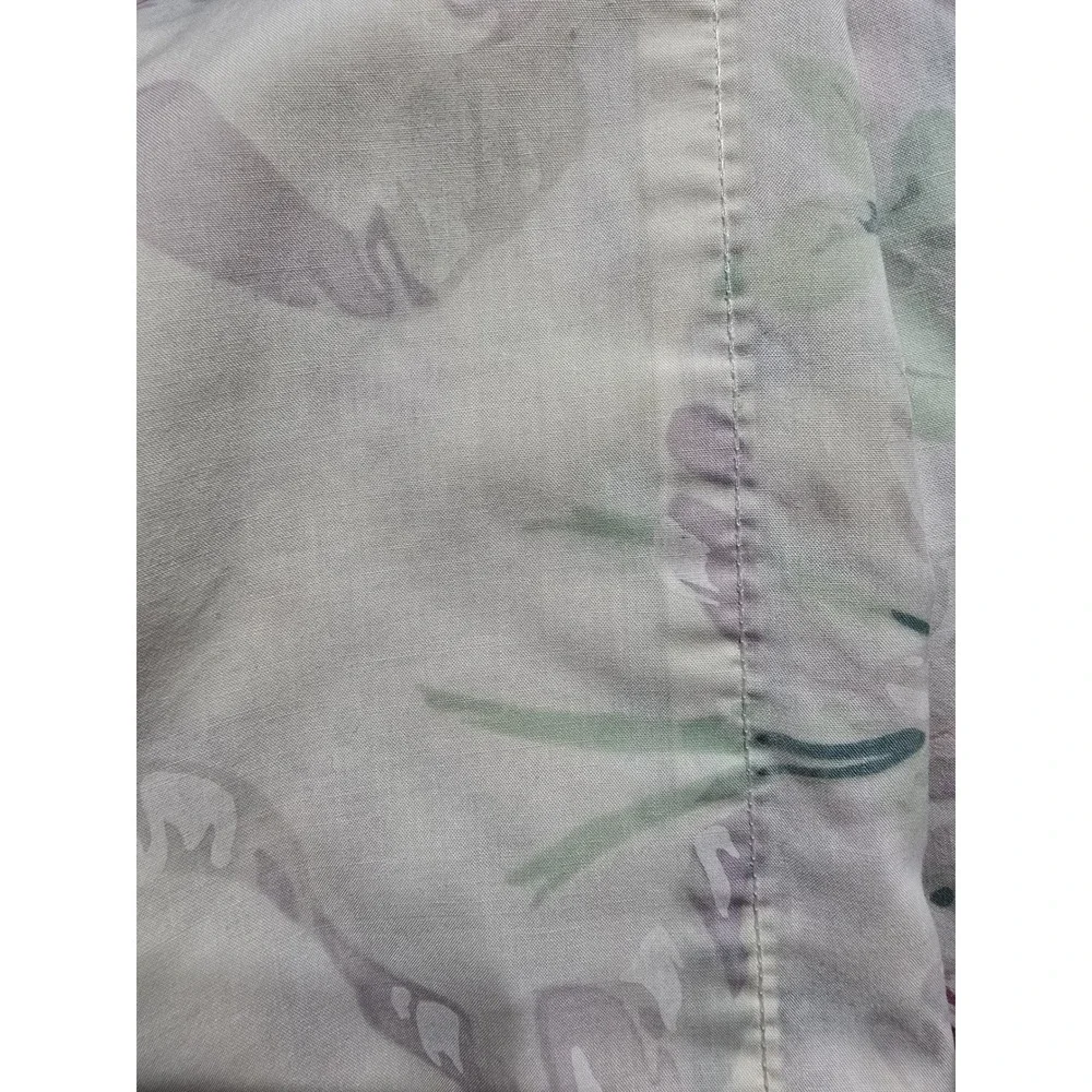 Vintage Flat Cal King Sheet Cream Pink Floral Rose Cottagecore Shabby Chic -Flaw
